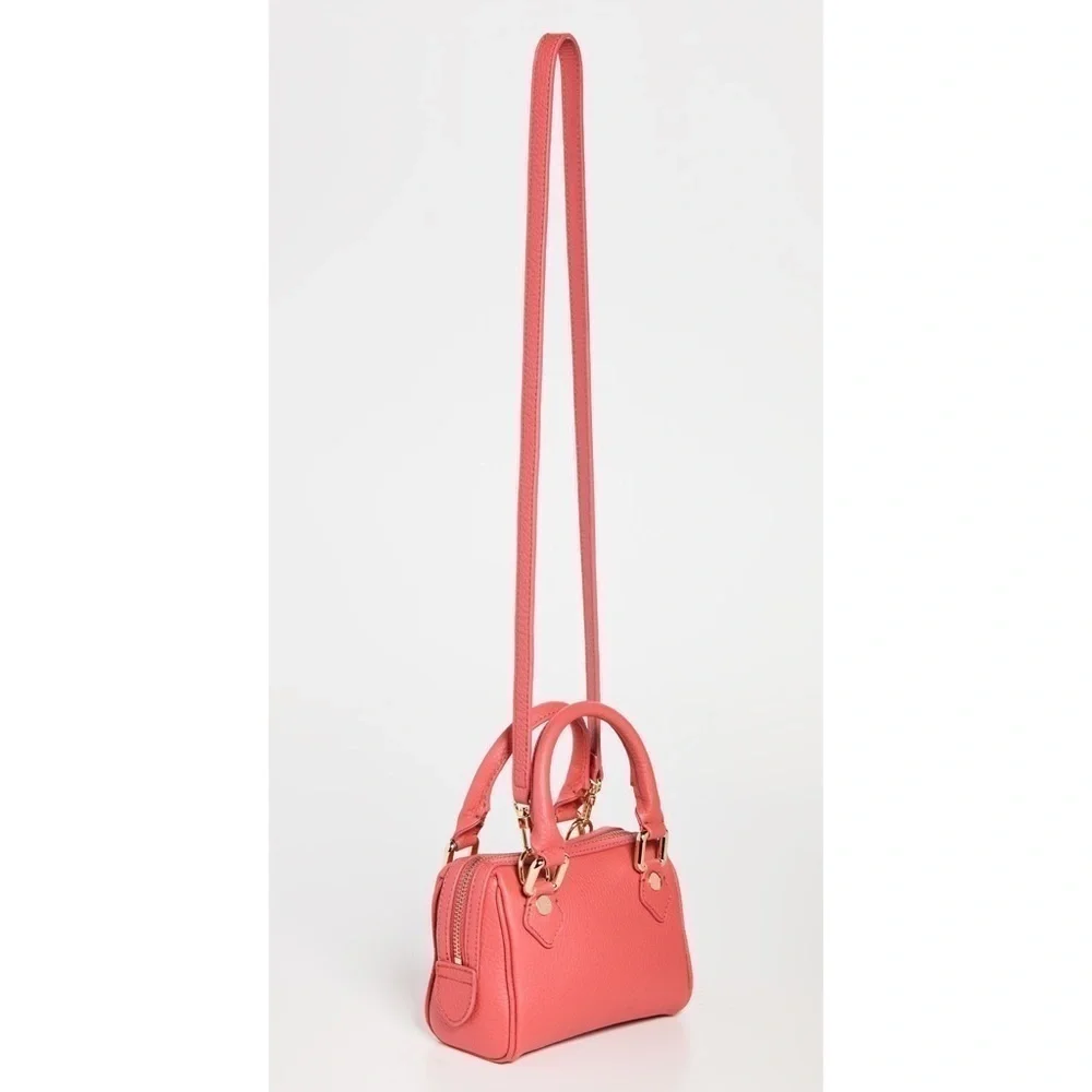 By Far Bag Dora Leather Tote Pebbled Shoulder-Strap‎ Cowhide Miniature Coral NWT
